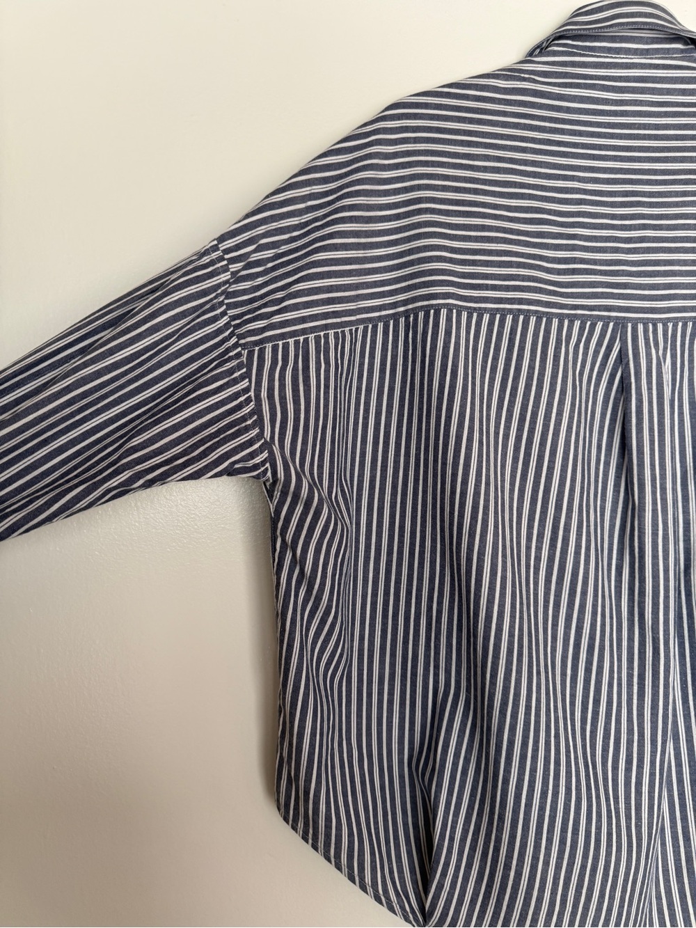 French Connection Women’s Blue and White Dolman-Sleeve Striped Shirt - Picture 8 of 10